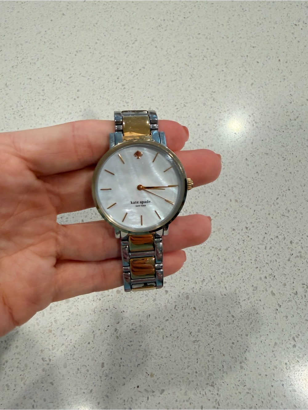 kate spade Two-Tone Silver and Gold Mother-of-Pearl Dial Watch